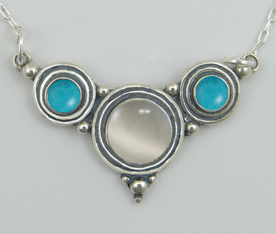 Sterling Silver Gemstone Necklace With White Moonstone